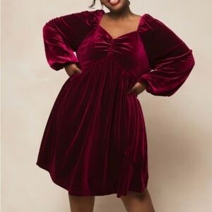 Ivy City Co Velvet Jewel Dress in Wine